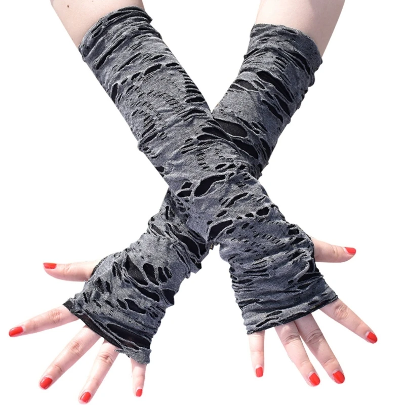 Girls Gothic Gloves Distressed Dark Gloves Accessories For Halloween Party