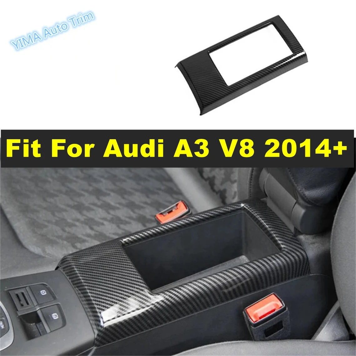 

Car Middle Armrests Storage Box Decoration Frame Cover Trim Kit Fit For Audi A3 V8 2014 - 2019 Carbon Fiber Interior Accessories