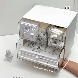 Simple Desktop Drawer Storage Box Organizer Student Dormitory Desk DIY Table Transparent Acrylic Stationery Tape Storage Rack