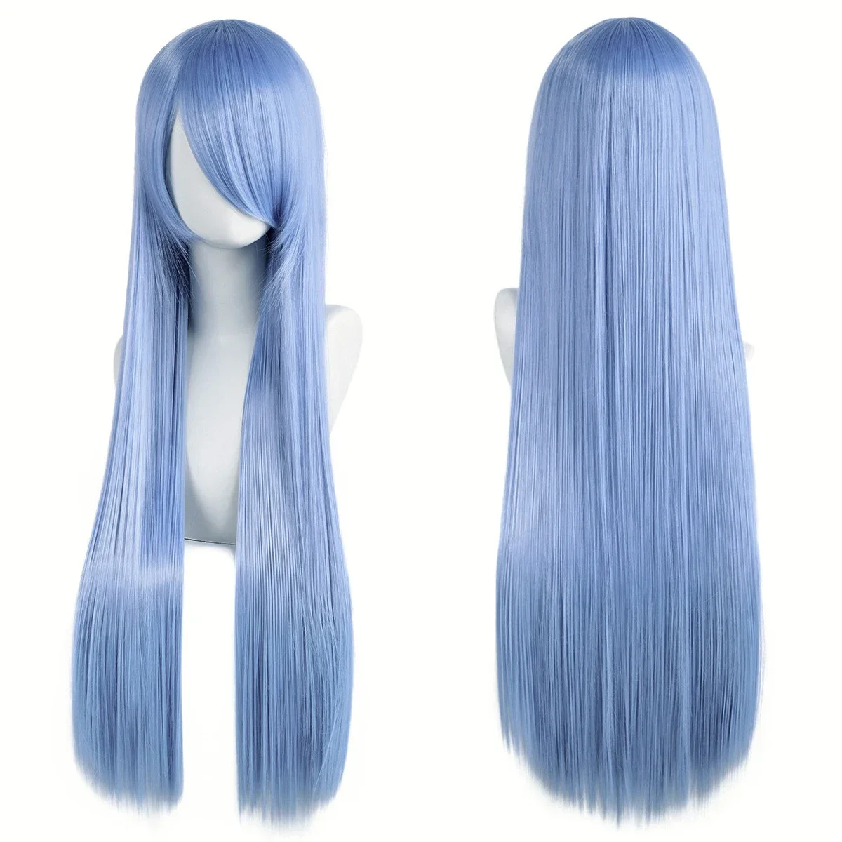 WHIMSICAL W Lolita Wig 80cm Long Synthetic White Purple Cosplay Wigs Green Hair Straight Silver Wig with Bangs Pink Hairpiece view 2