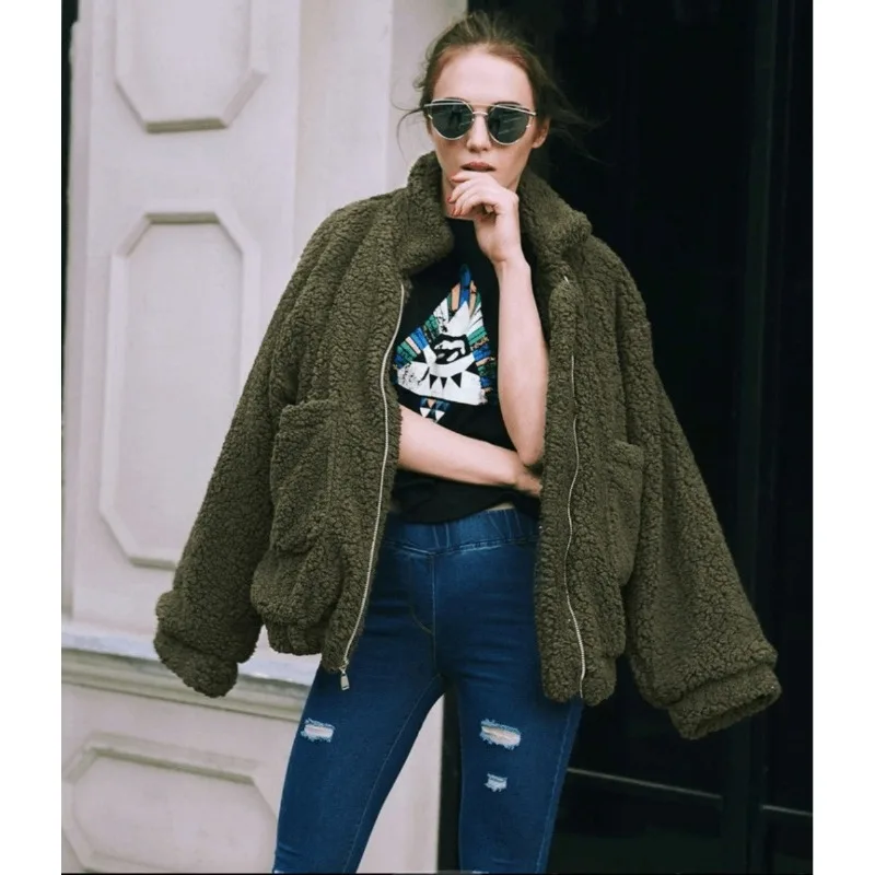 가을 겨울 가짜 모피 코트 여성 2025 캐주얼 따뜻한 소프트 지퍼 모피 자켓 플러시 오버 코트 포켓 플러스 사이즈 테디 코트 여성