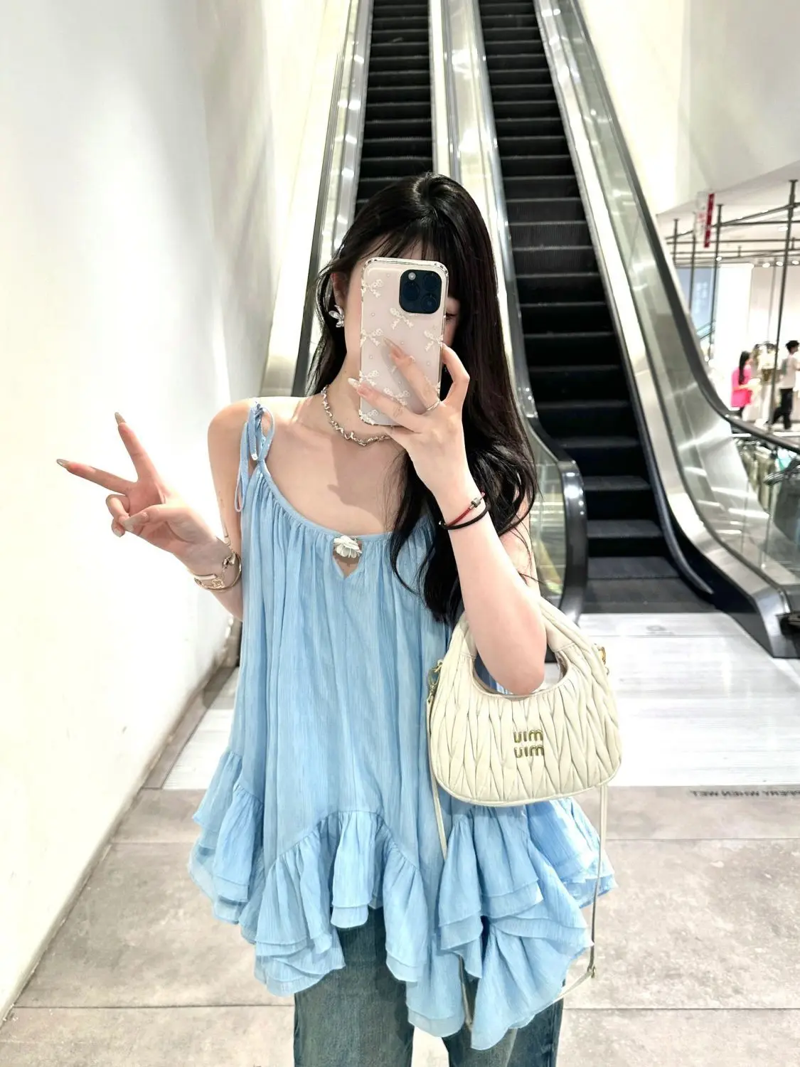 Women Pure Color Ruffle Edge Backless Camisole Vest Summer Irregular Lace Up Loose Outerwear Beach Vacation Top
