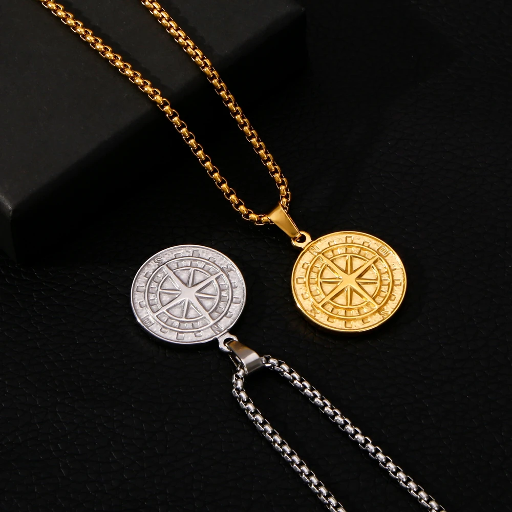 SGMAN 2024 Trendy DIY Custom Stainless Steel Compass Pendant Charms for Men Jewelry Making Chain Gift Gold Color Free Shipping view 5