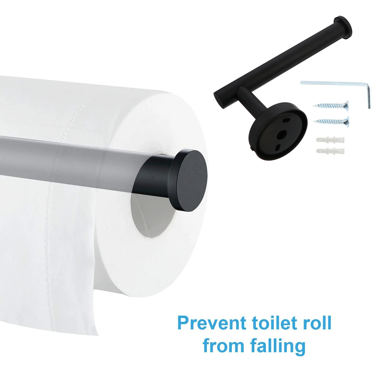 حامل المناشف الورقية المثبت على الحائط، رف مناديل المطبخ المعدني الأسود، تصميم مثقوب لرف تخزين الحمام من الفولاذ المقاوم للصدأ