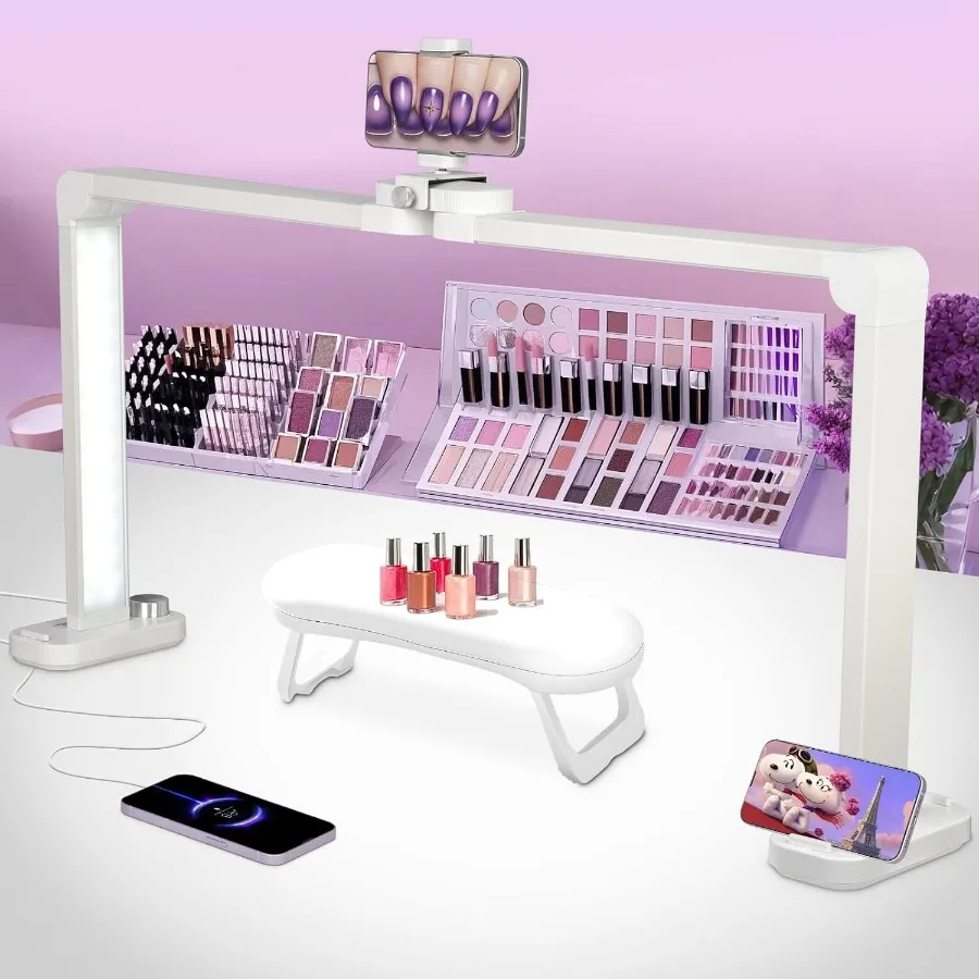 

HITTI 456 светодиодов Яркая лампа для дизайна ногтей для стола 34-дюймовый складной большой светильник для ногтей с держателем для телефона с бесступенчатым затемнением и 3 м