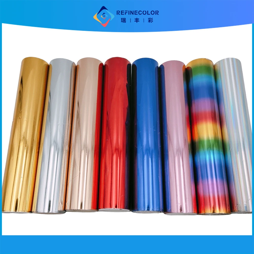 Refinecolor 300cm×15cm Hot Stamping Foil Roll Holographic Metallic Heat Transfer Foil For Paper Leather PVC DIY Craft Decoration