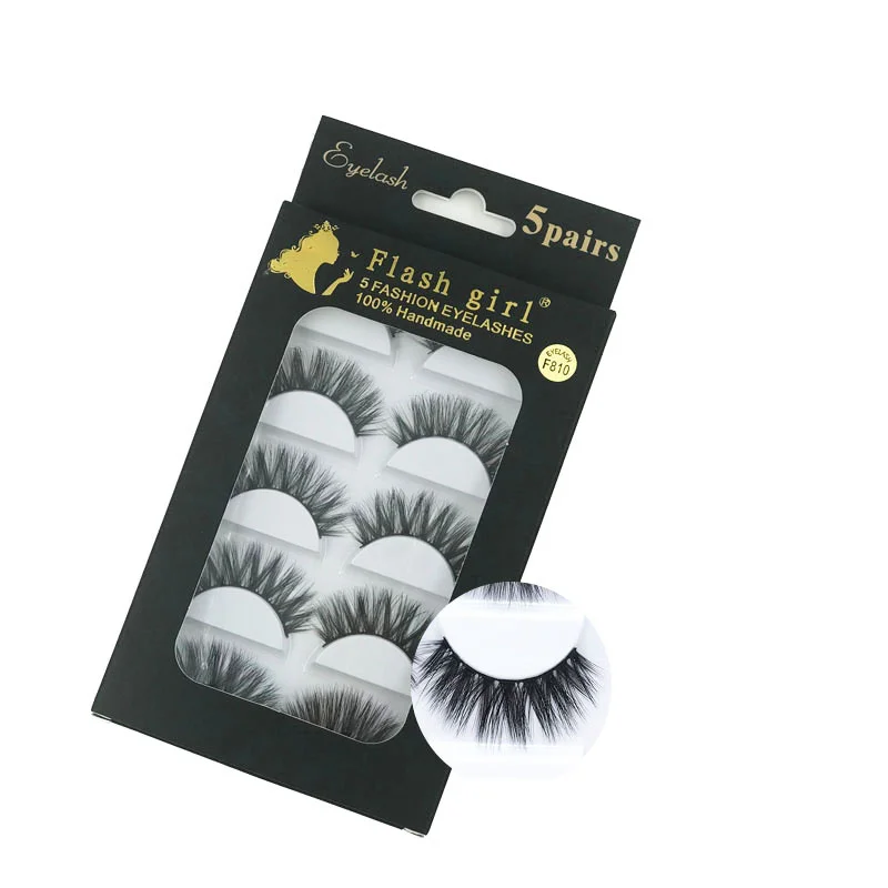 5-Paar-Set, natürlich aussehende falsche 3D-Wimpern im europäischen Stil, dreidimensionale gefälschte Wimpern im Großhandel für Augen-Make-up