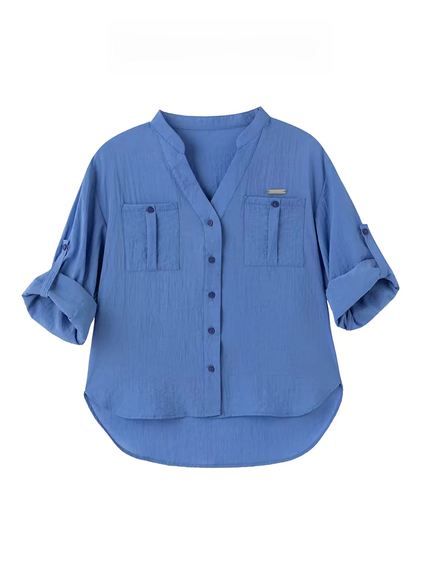 Elegant Klein Blue Long Sleeve Shirt Women Loose Fit Sun Protection Outerwear Korean Style Commute Fashion Summer New Arrival