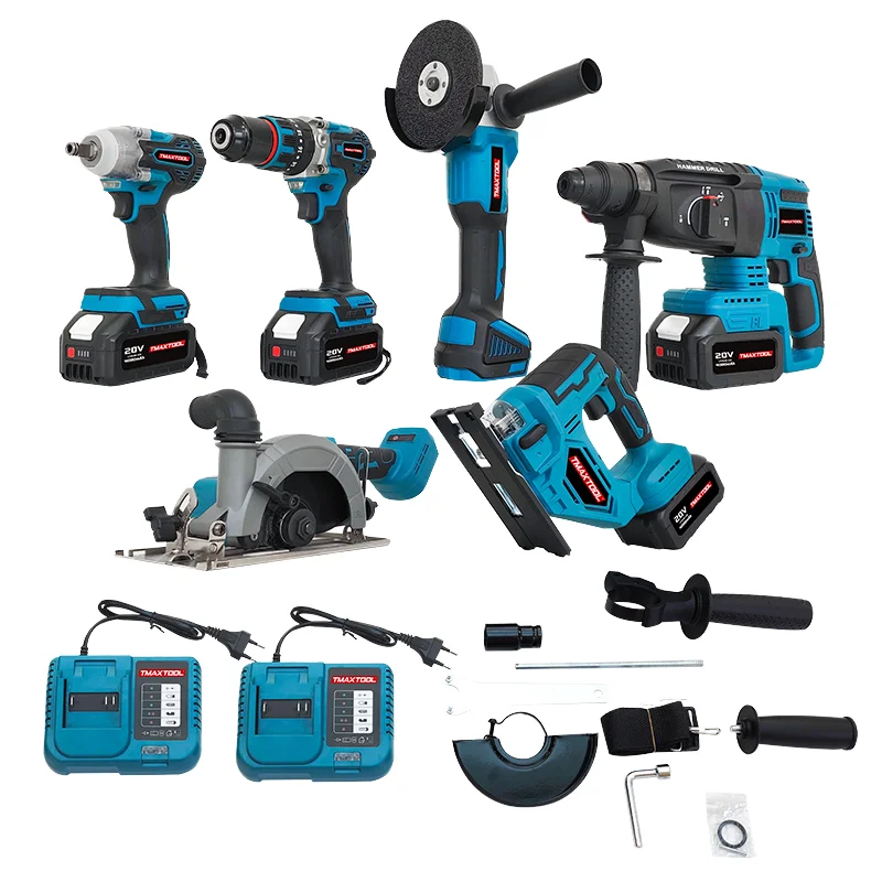 High Quality CE Approved Cordless Multifunctional Tool Set Combination Drill Impact Wrench Circular Saw Angle Hard Case OEM