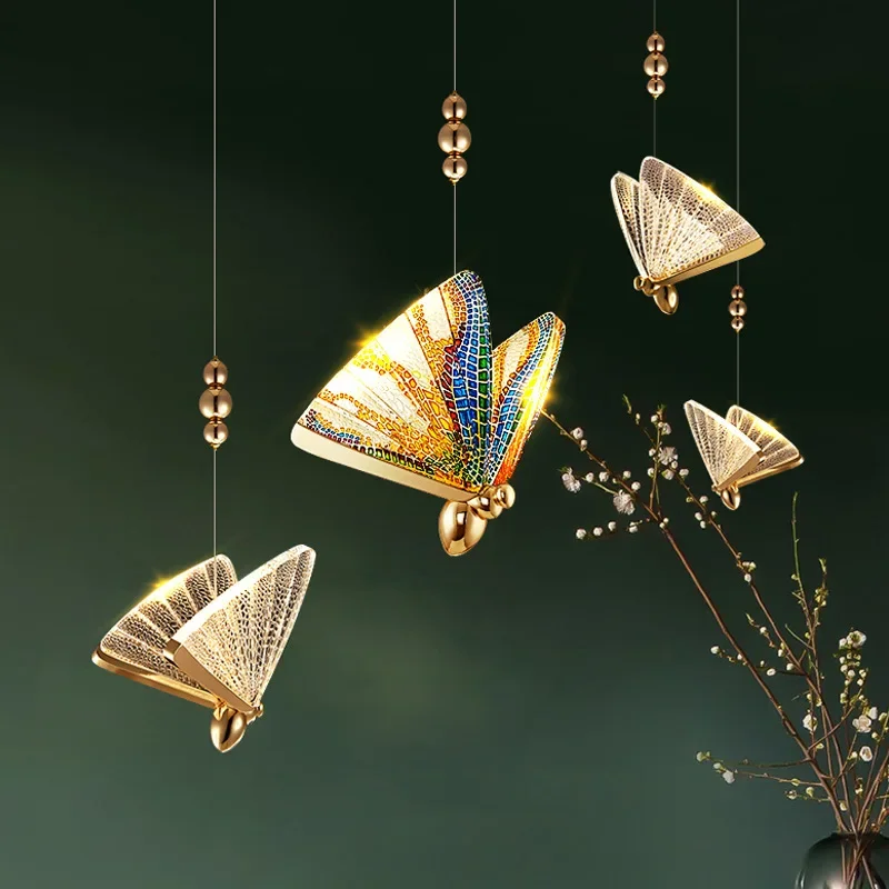 

Modern Butterfly Crystal Chandelier Dining Room Living Room Background Wall Creative Decoration Bedroom Lighting