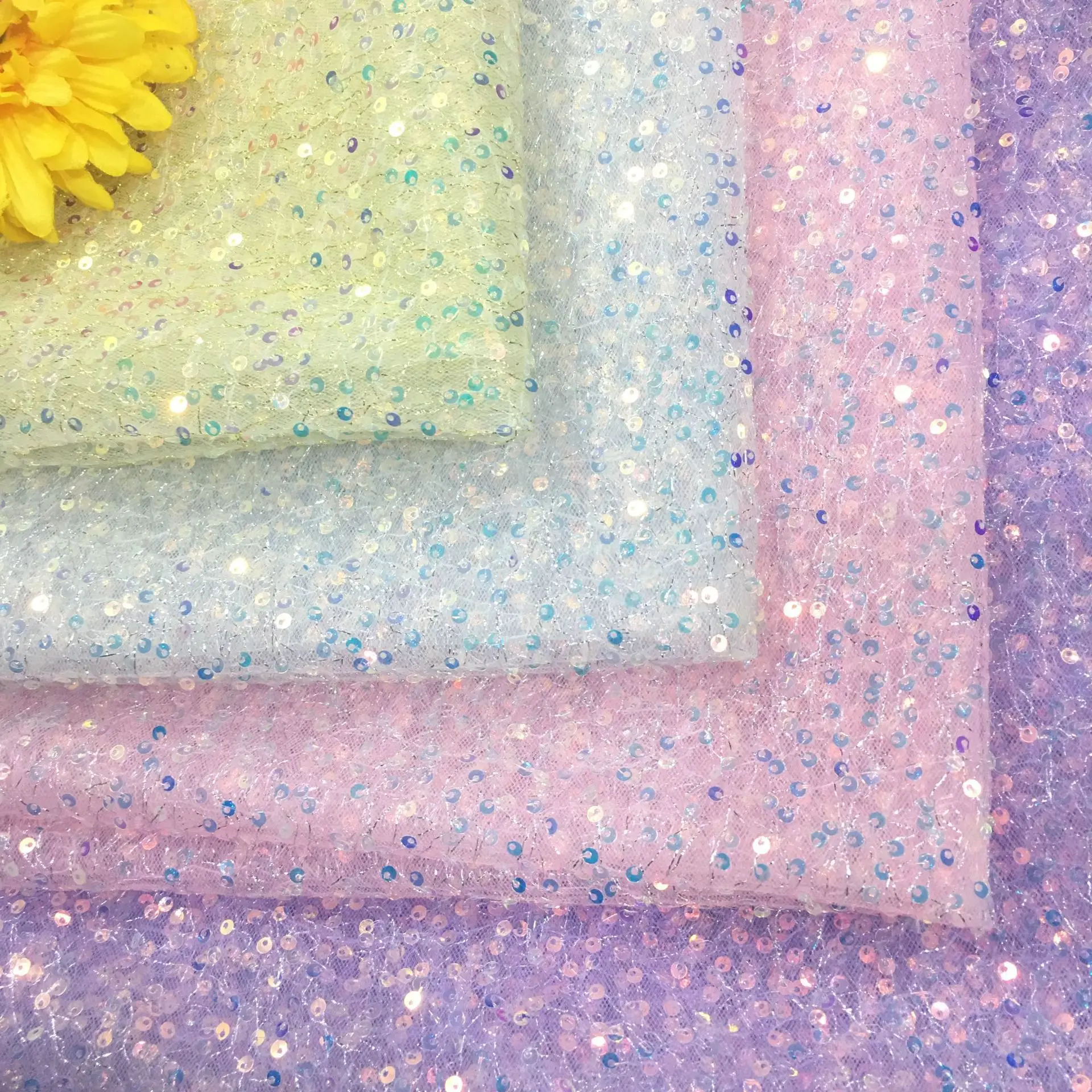 

Multicolor Sequin Mesh Fabric Iridescent Sparkly Fabric For Custom Clothe Dress Mermaid Table Decor Wedding DIY Crafts Decor