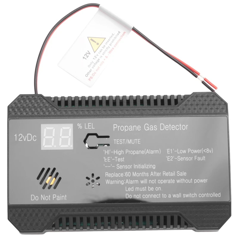 

A16R-Propane 12V LPG Natural Gas Sensor Leak Alarm 85DB Siren For Car RV Home Digital Propane Tester Meter