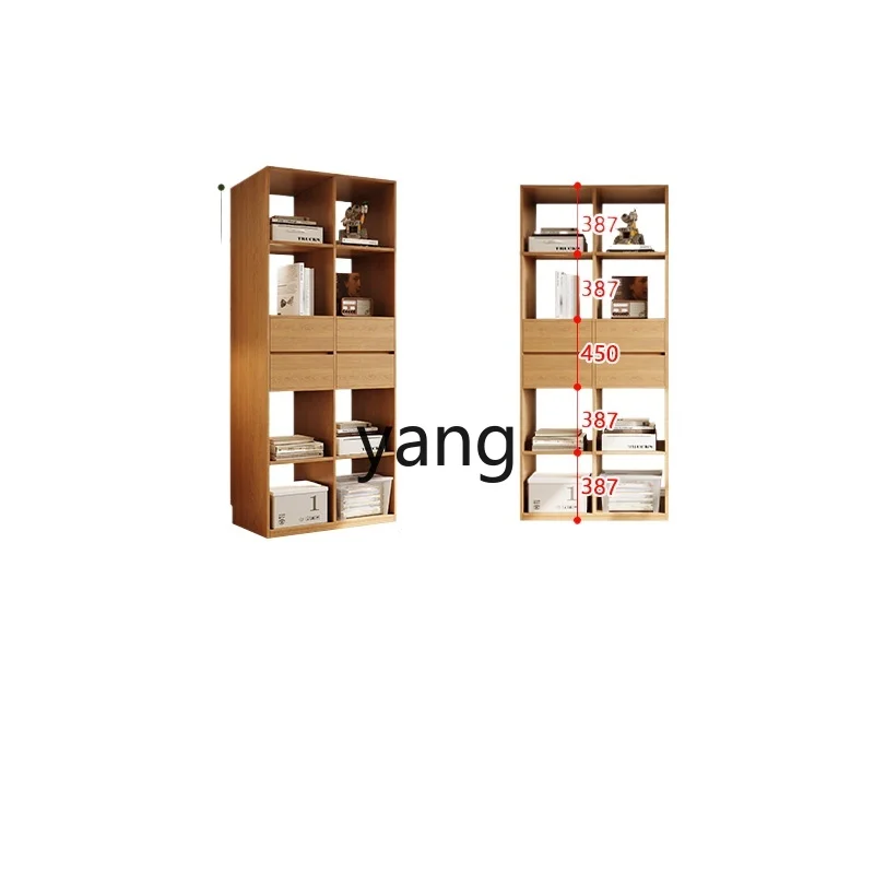 

LMM solid wood bookshelf integrated wall floor rack household locker storage