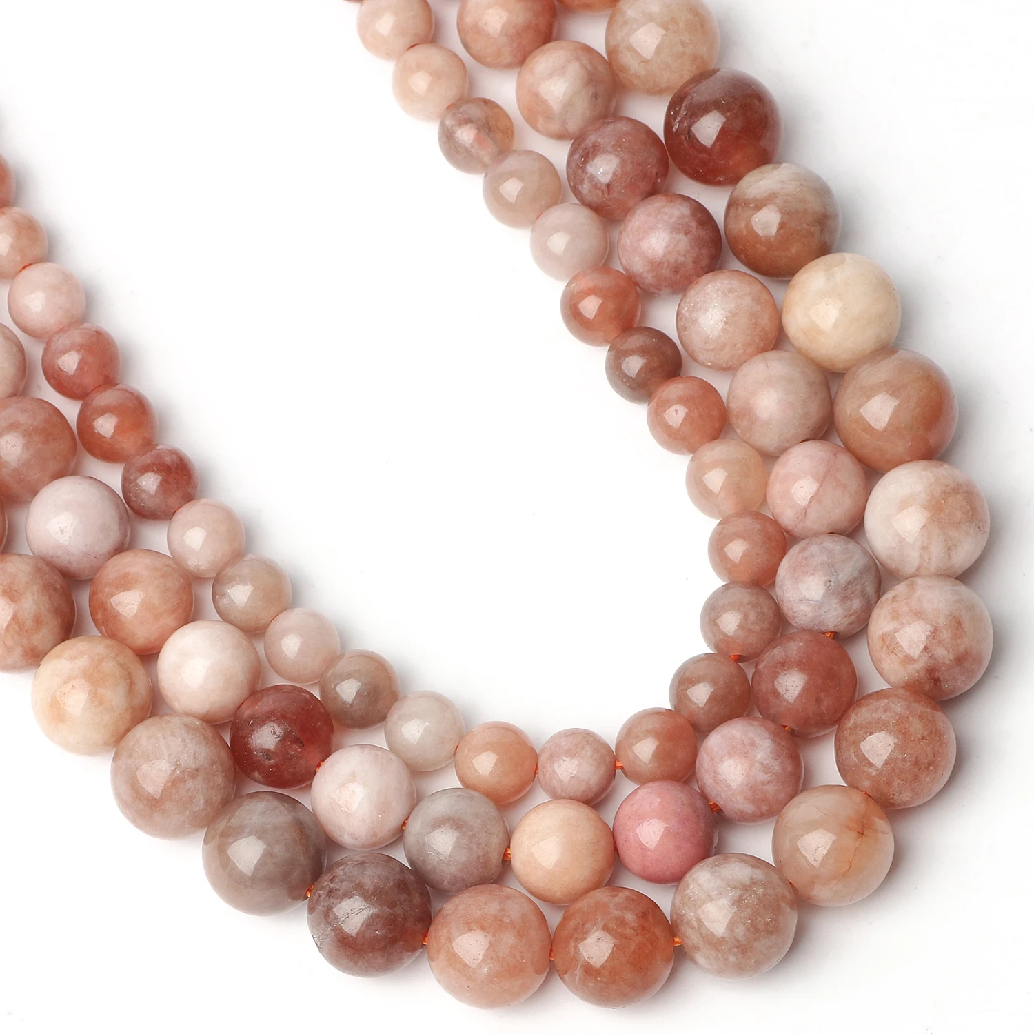 6/8/10mm AA Pietra Naturale Sunstone Bead Rosa Liscio Rotondo Branelli Allentati Del Distanziatore per la Produzione di Gioielli Fornitore