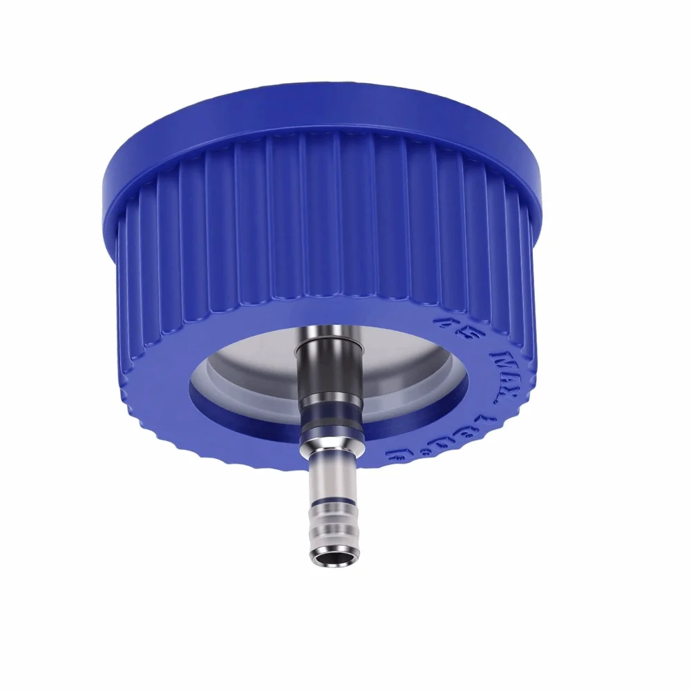 304 Stainless Steel + Plastic Safety Feeding Cap 1 Port Middle Reagent Bottle Cap GL45 Thread Lab Bottle Cap for GL45
