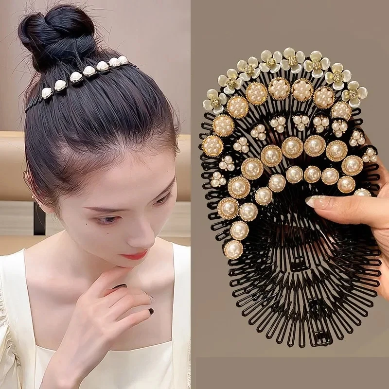 

Korean Black Rhinestone Round Hair Organizer Girls Women Hair Comb HairClips Children Updo Headwear for Kids Hair Accessories