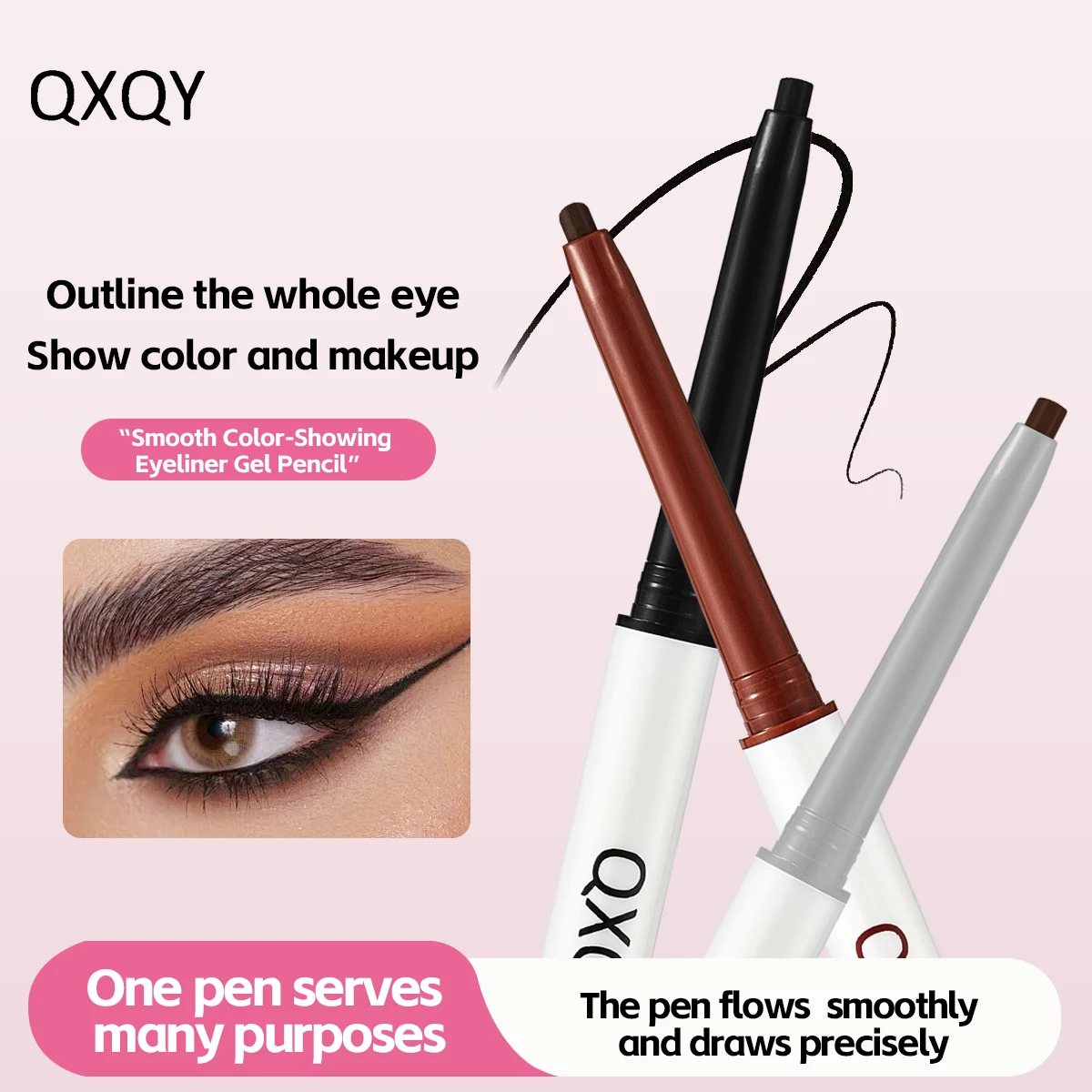 Le stylo gel eye-liner QXQY est extrêmement fin, naturel, imperméable et conignez un stylo eye-liner de coloration