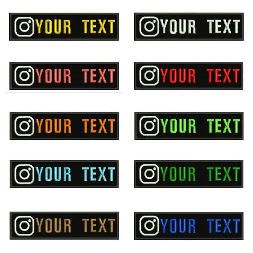 Instagram Logo 10X2.5cm Embroidery Custom Name Text Patch Stripes Badge Iron On Or Patches
