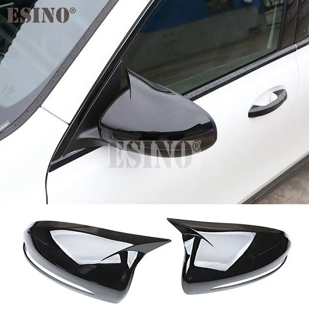 

2 x ABS Bright Black Oxhorn Shape Rearview Side Mirror Adhesive Covers Case Trims For Mercedes Benz W205 W213 W222 X156 X253 GLB