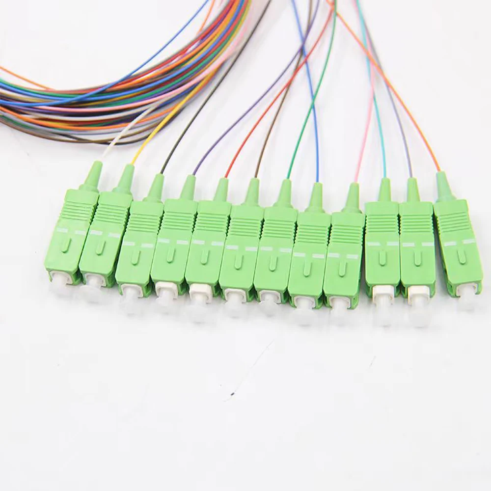 Trança colorida óptica de fibra SC/APC 12 cores 0,9 mm Trança de fibra de modo único 1,5 M 12 núcleos Trança de fibra