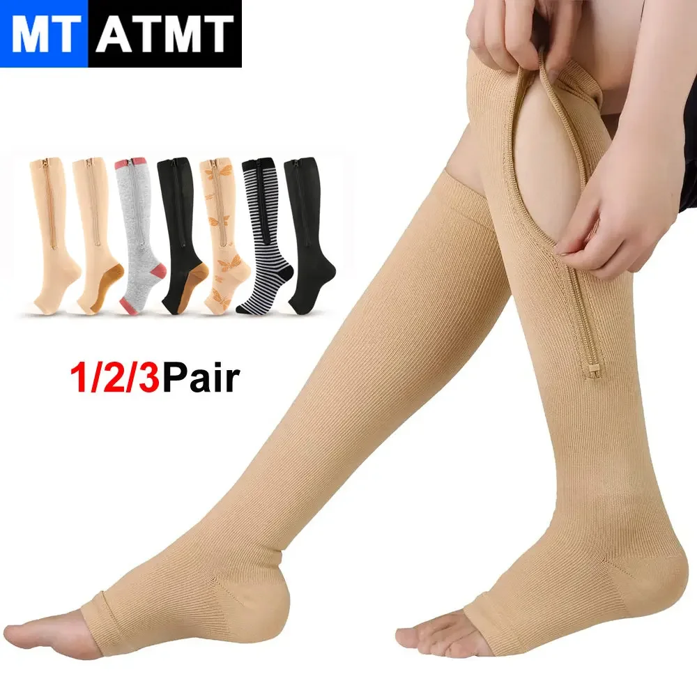 

1/2/3Pair Zipper Compression Socks for Women Men,Sturdy Zippered Stocking to Improves Blood Circulation,Relieves Pain & Swelling