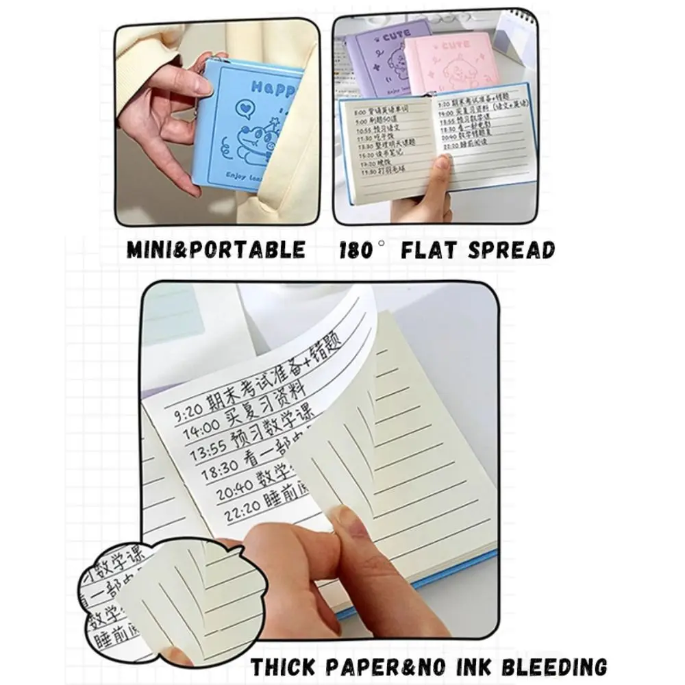 New PU Pocket Notebook 96Sheets Square Notepad Animal Pattern Horizontal Line Inner Page Diary Book School Office