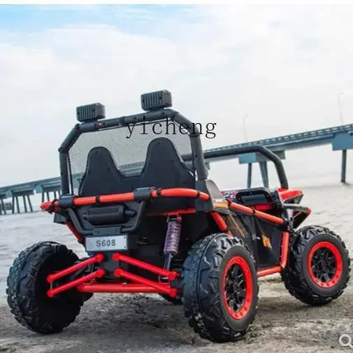

TQH off-road light sound utv children's electric car four-wheel two-seat large toy car can seat baby remote control car metal