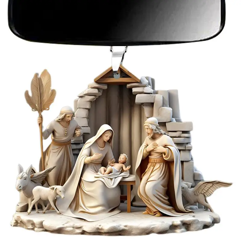 Nativity Scene Ornaments The Birth Of Jesus Decor Nativity Scene Christmas Tree Decoration Acrylic Nativity Scene Pendant Not 3D