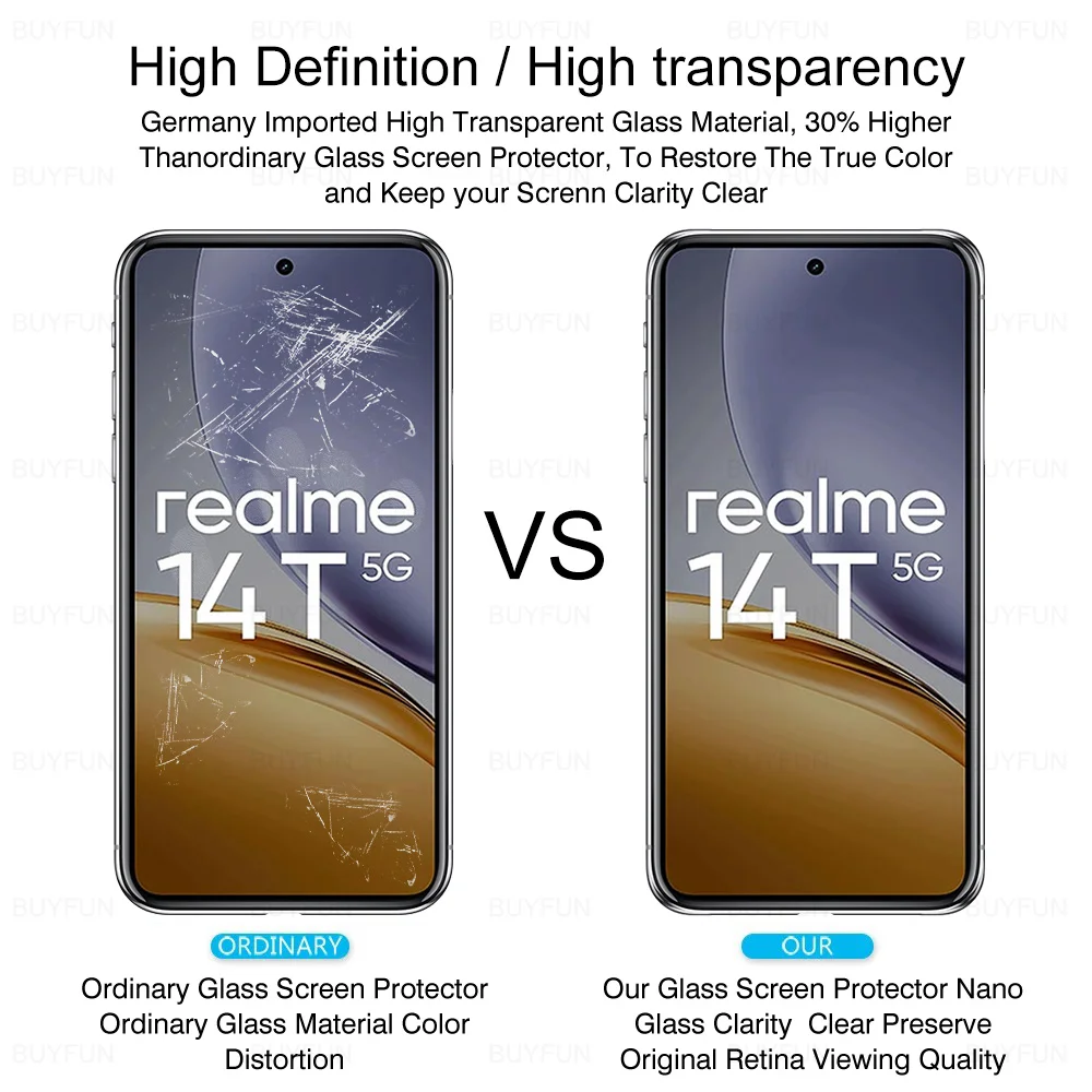 4 قطعة ل Realme 14T Realme14 T 14x 5G شاشة الزجاج المقسى حامي ل Realme 14 T X Realme14T Realme14x T14 فيلم الزجاج الشفاف