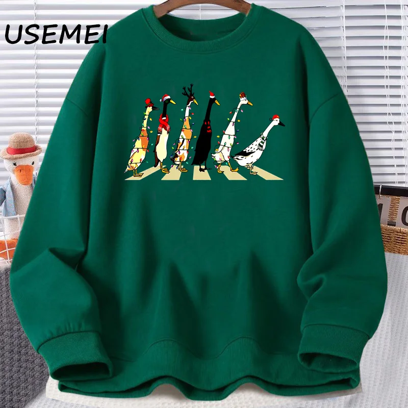 Funny Christmas Ducks Hoodeis Sweatshirt Harajuku Pullover Animal Lover Sweatshirts Womens Christmas Party Clothing Pullover