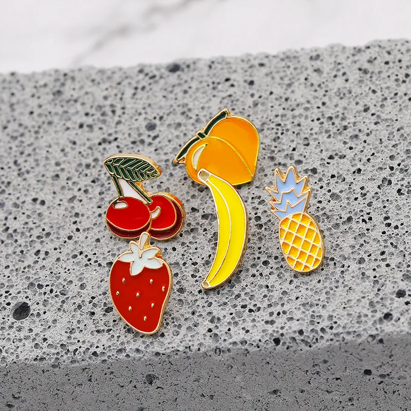 Cartoon Fruit Brooch Cute Watermelon Pineapple Cherry Banana Enamel Pins Jackets Lapel Pin Badge for Women Jewelry image 2