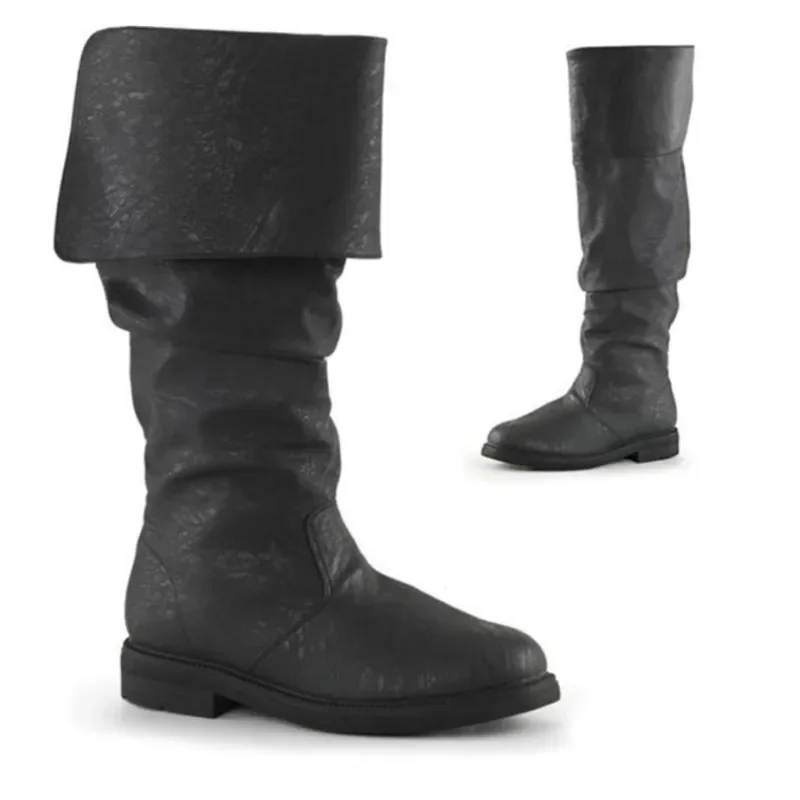 Medievale vichingo Larp pirata stivali da uomo Nordic Jackboot rinascimentale Retro Steampunk scarpe gotiche Robin Costume Leather hadefino