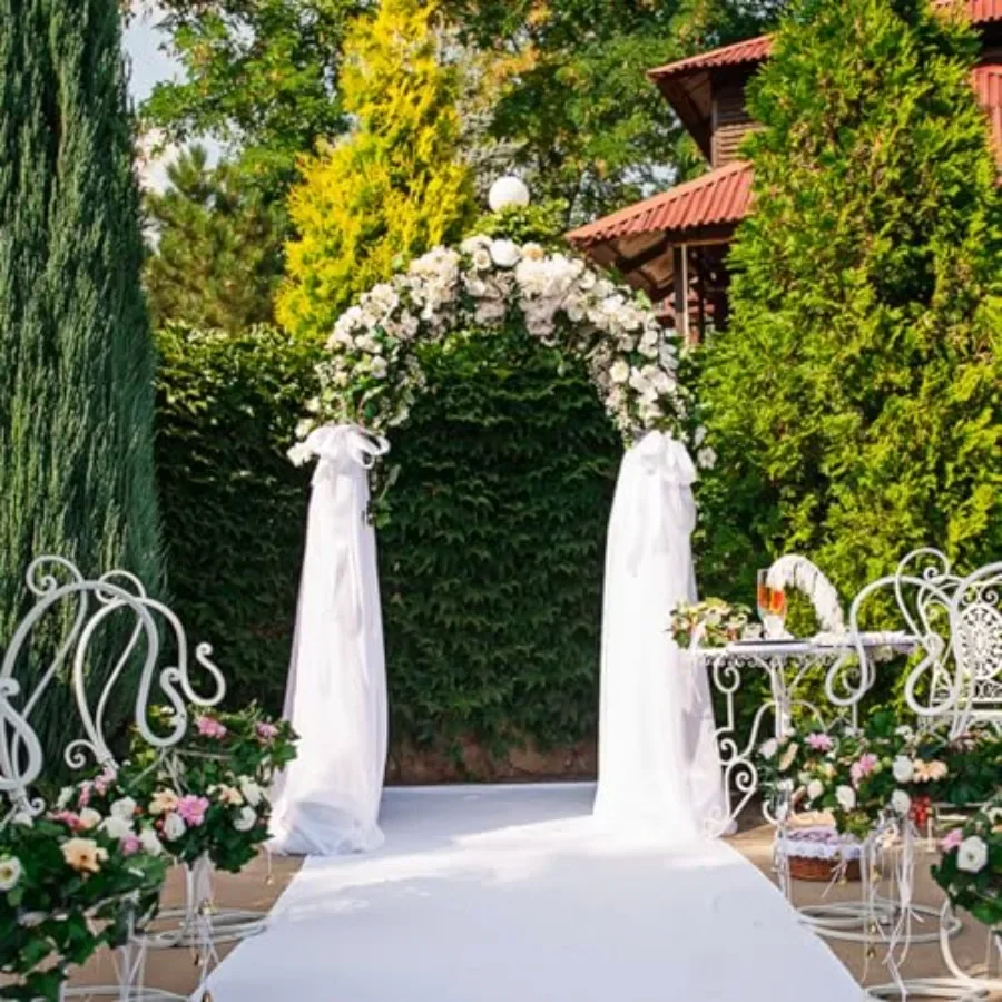 Garden arch for outdoor use, galvanized steel material, silver color, heavy duty with 8 ground stakes