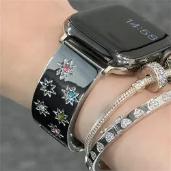 Luxury Colorful Diamonds Band For Apple Watch 9 8 7 6 5 4 3 2 SE Ultra Metal Buckle Bracelet For iWatch 41mm 49 45 42 40 38mm