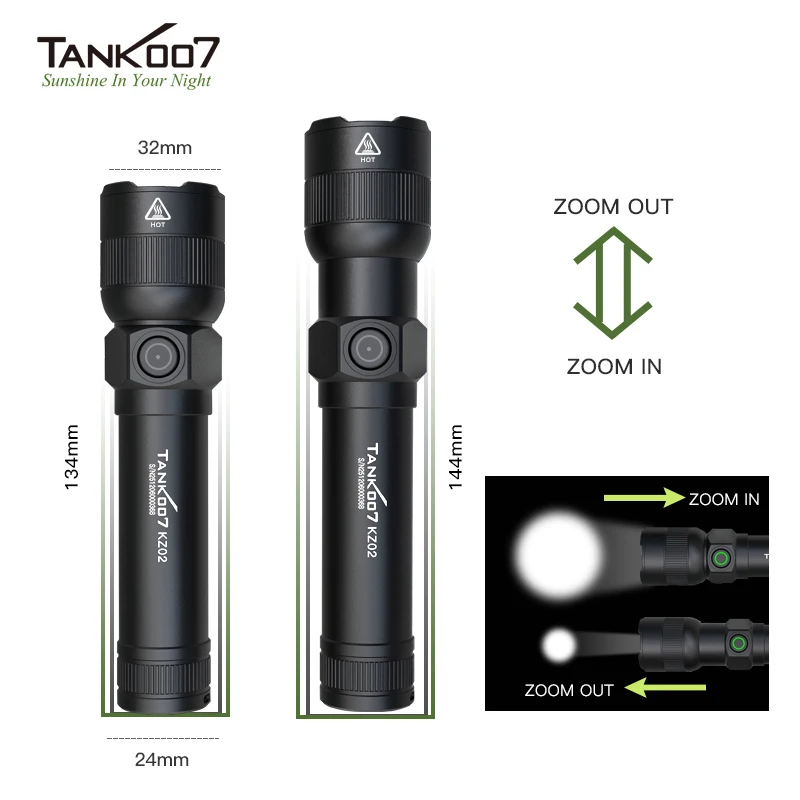 TANK007 KZ02 Magnetic Tail LED Flashlight Side Button Hands Free Work Torch Waterproof Mini EDC Light for Camping Repair Emergen