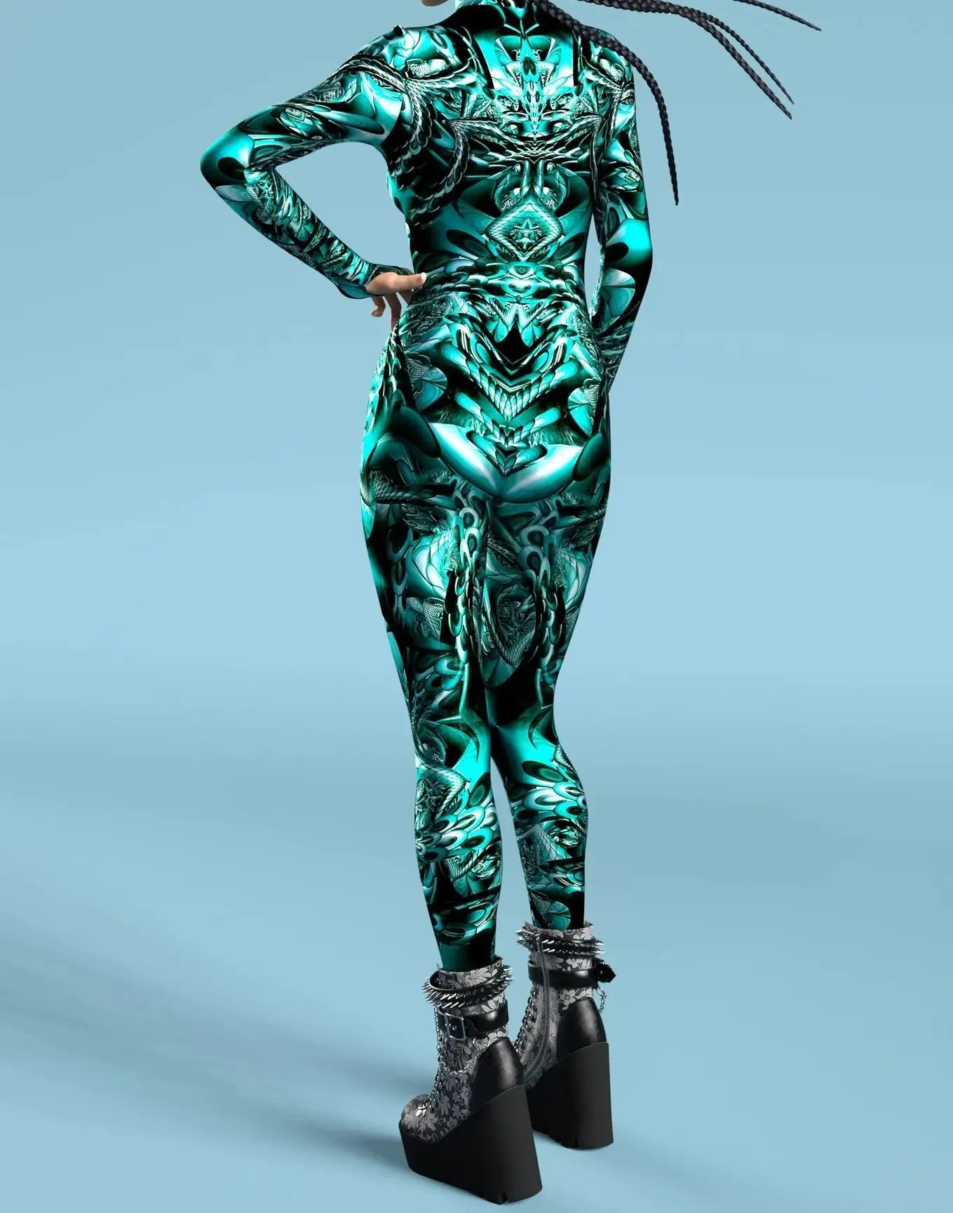 Armour Cyber Damen Cosplay Punk Jumpsuit Kostüm für Feiertage, Halloween-Party, Ausgefallene Aufführungen, Bodysuits, Rompers, Zentai – Detail 5