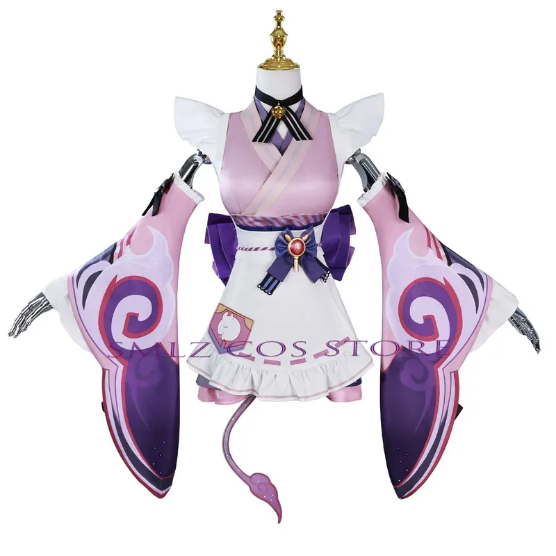 Yumatisuki Mizuki juego de Cosplay Genshin disfraz de impacto Mizuki vestido de sirvienta peluca accesorios traje de fiesta de Halloween para niñas y mujeres