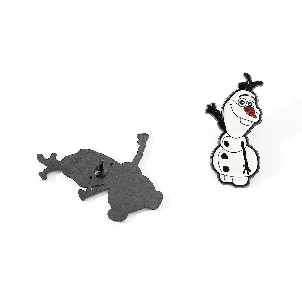 2 Pcs Cartoon Frozen Brooch Cute Funny Olaf Enamel Pin Metal Badge Jewelry Clothing Backpack Accessories Christmas Gift