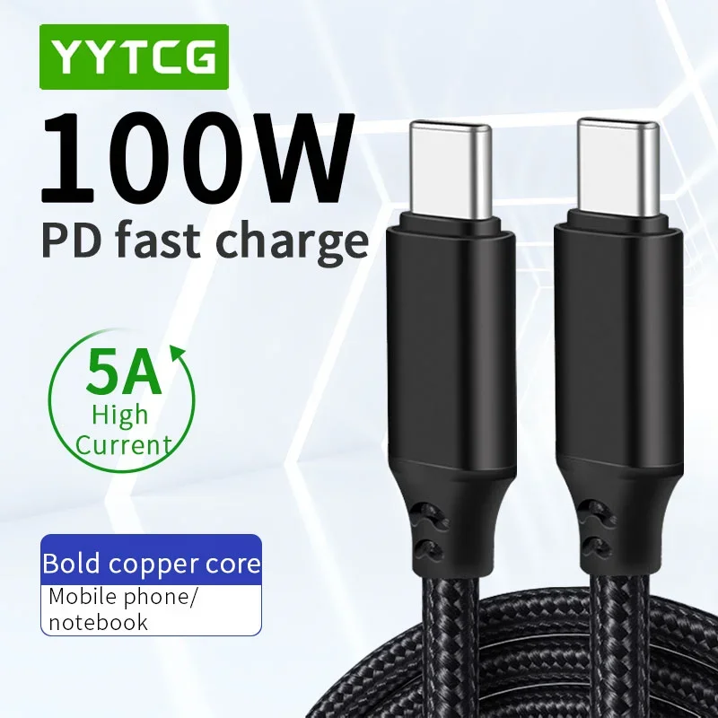 YYTCG PD 60W USB C to USB Type-C Cable QC4.0 3.0 Fast Charge Data Cable USB C Cable for Huawei P30 for Macbook Samsung S9