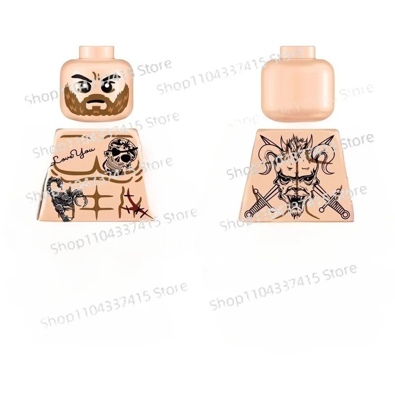 MOC Building Blocks Assemble Classic Old Flower Trendy Brand Tattoo Man Accessories Boy Collection Puzzle Ornament Toys