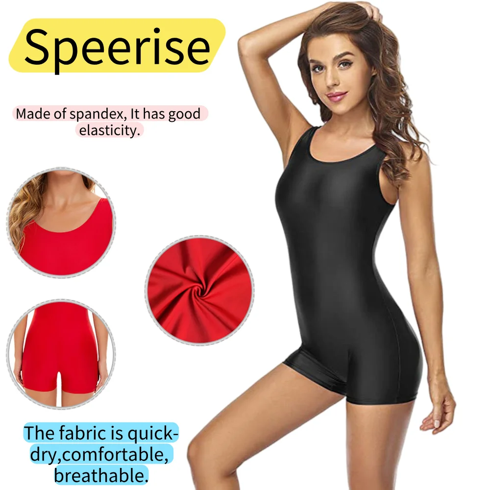 

Speerise Womens Tank Shorty Unitard Dance Leotard Workout Playsuit Gymnastics Bodycon Bodysuits Biketards Sport Romper Costume