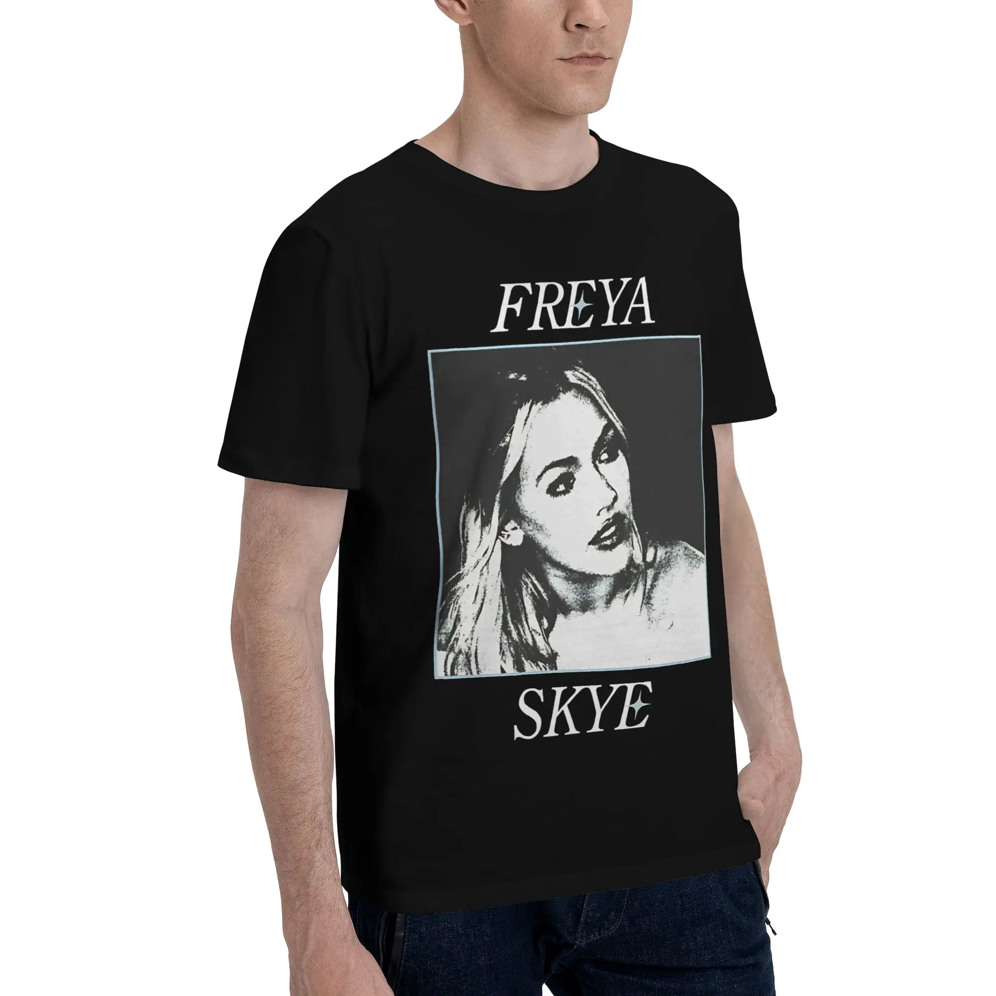 Vintage Funny Graphic 100% Cotton T-Shirt Freya Skye Tees Tops For Men