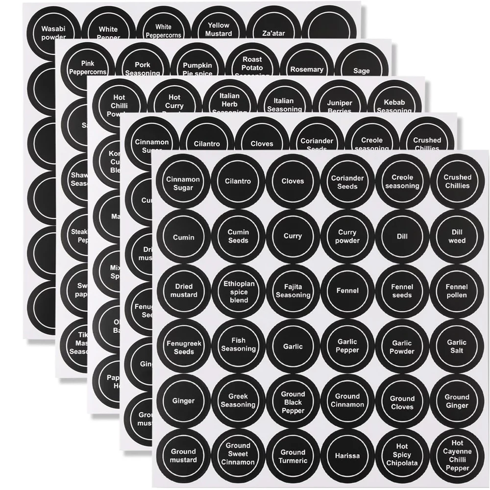180PCS Spice Stickers Kitchen Jar Spice Bottle Label Kitchen Label Food Storage Stickers Waterproof Blackboard Label Stickers