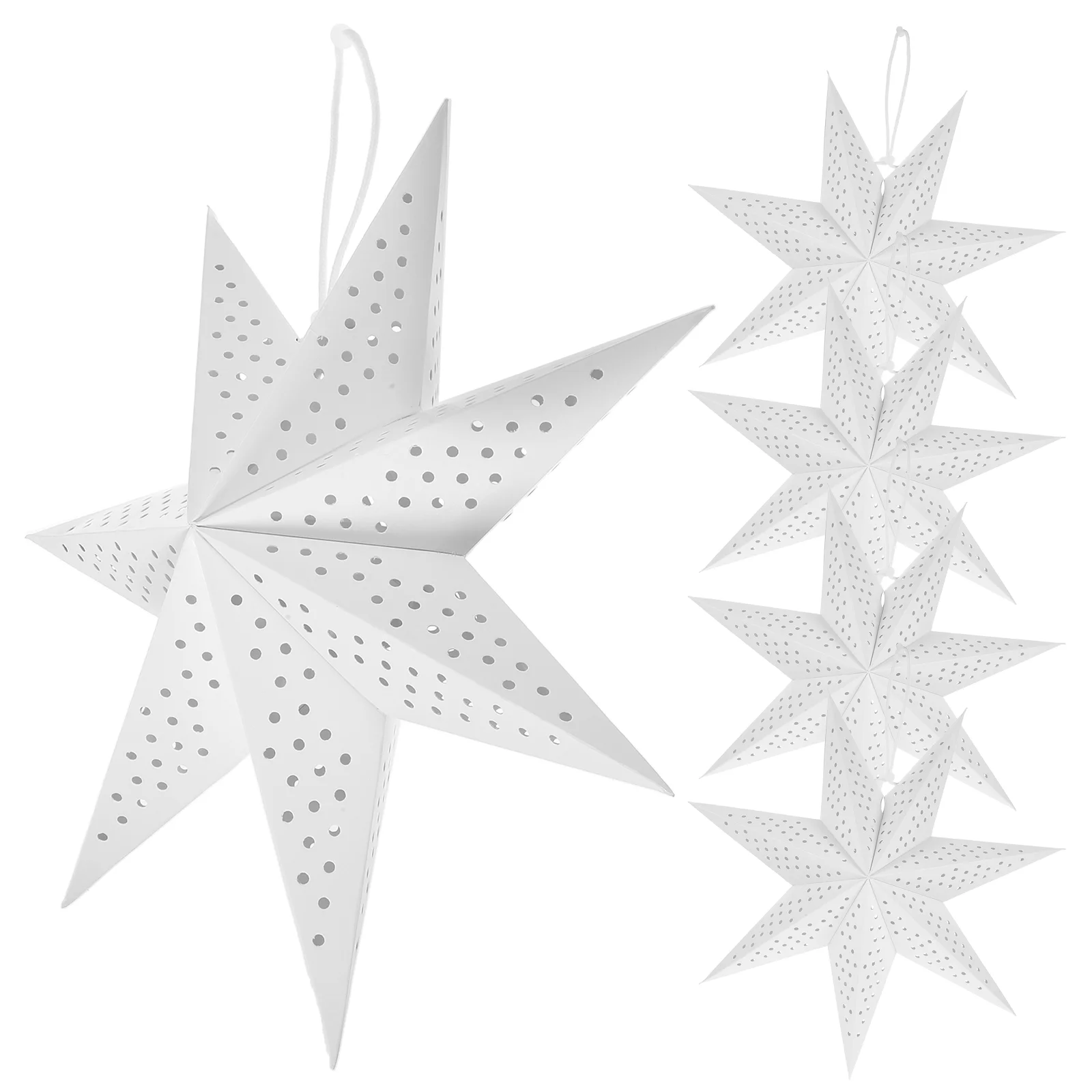 

Hollowed Star Lampshade Paper Ceiling Hanging Ornament Pentagram White Xmas Christmas Lights