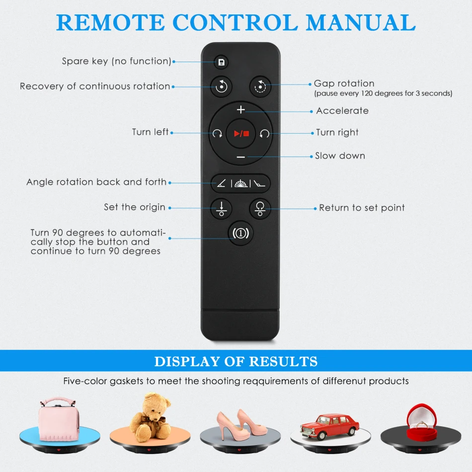 Imagem -05 - Suporte de Exibição Giratório Elétrico com Controle Remoto 42cm Base de Mesa Giratória 360 Graus Carga 100kg Velocidade Ajustável Fundo