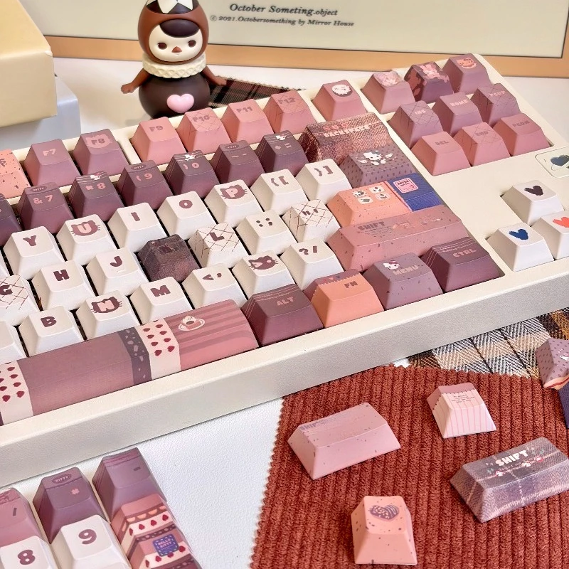 NEW Mont Blanc Chestnut Keycaps Custom Leopard PBT Cherry Profile Key Cap Cute Cartoon Anime Point Keycap for Gamers Design