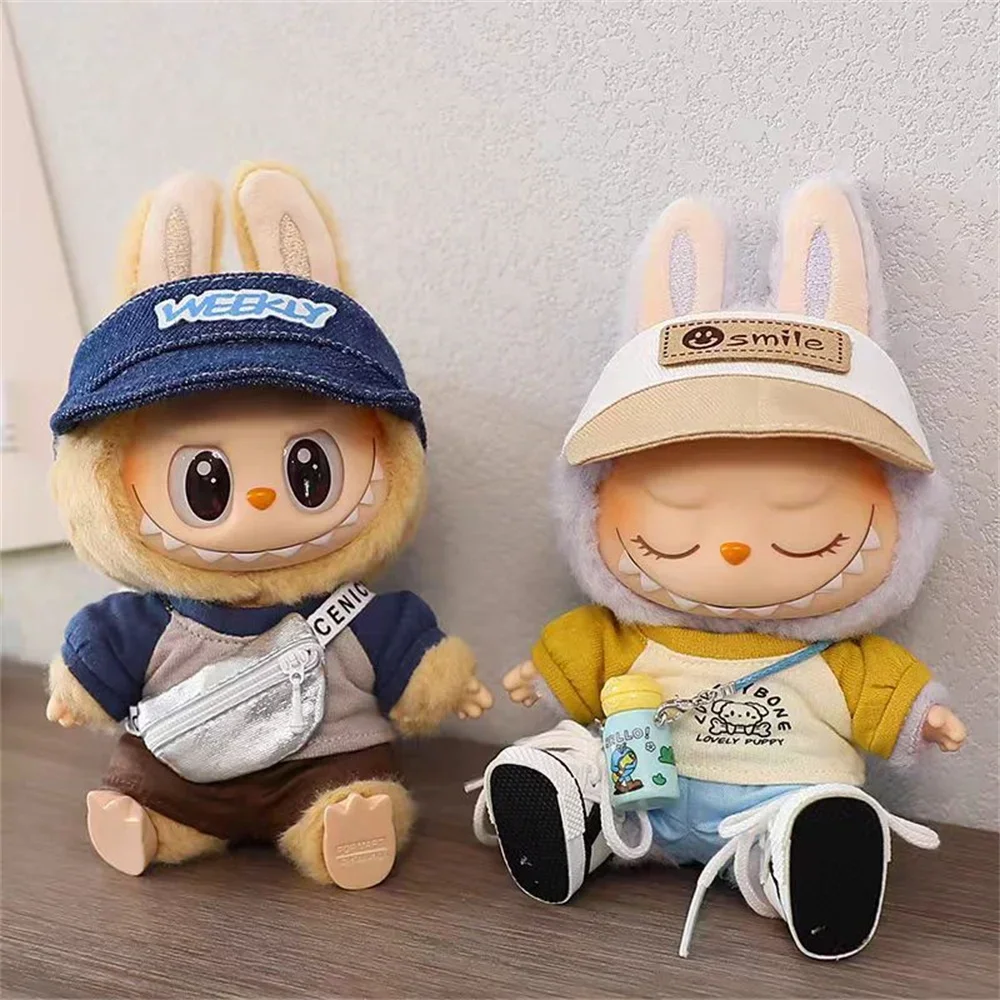 For 17cm labubu v1/v2 pendant baby clothes sportswear casual clothes T-shirt change Dolls Accessories for Labubu DIY decoration