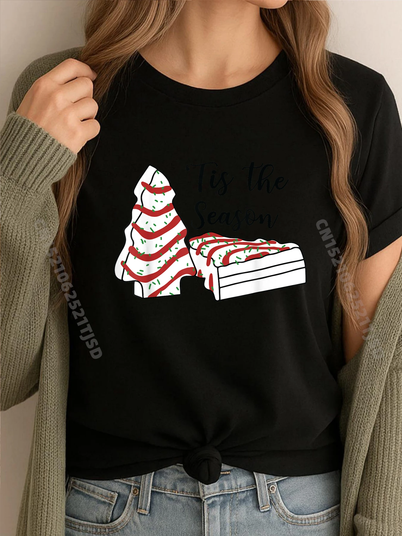 

Рождественские пижамные рубашки Tis The Season Tree Cakes Debbie, футболка с рисунком, натуральная мужская одежда, уличная одежда