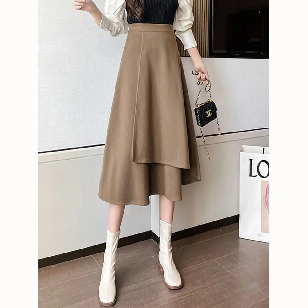 Fall Winter For Women Pullover Knitwears Sweater And Irregular Woolen Skirts Korean Casual Outfits