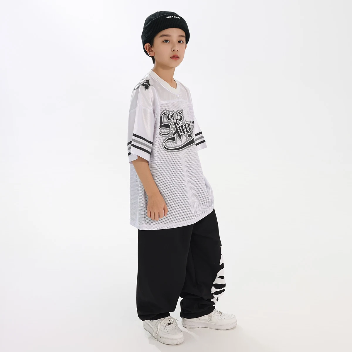 ชุดฮิปฮอปสำหรับเต้นรำ เสื้อแขนสั้นทรงหลวมสไตล์สตรีทแวร์สำหรับเด็กผู้ชายและเด็กผู้หญิง ชุดฝึกซ้อมแจ๊สแดนซ์ ชุดออกกำลังกายแบบสปอร์ต BL16380